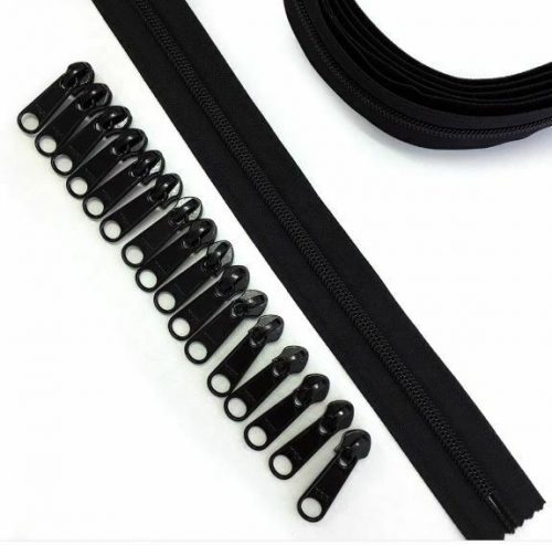 157" #5 Black Zipper Tape with 16 Multi Pulls by Voodoo Rabbit 400cm